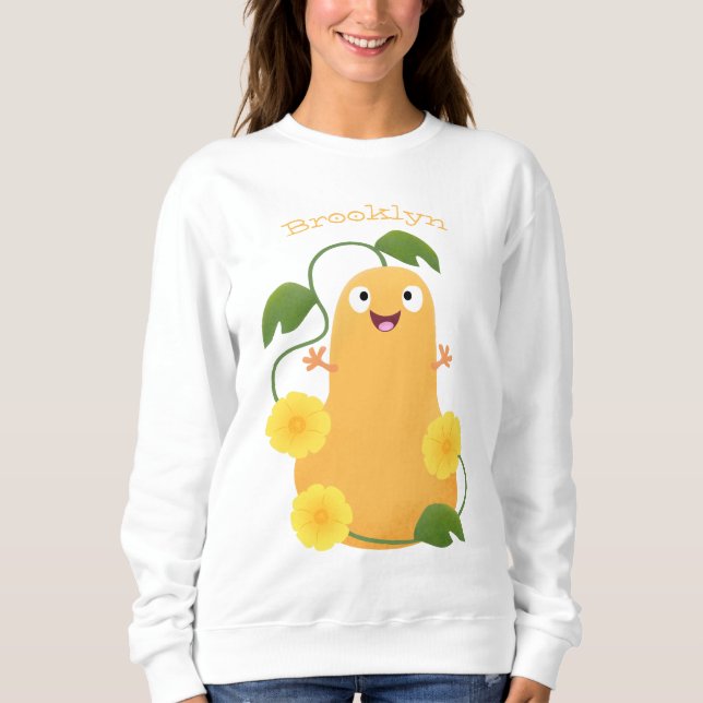 Cute lycklig butternut-pumpa, tecknad t shirt (Framsida)