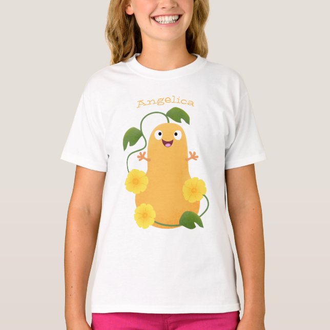 Cute lycklig butternut-pumpa, tecknad t shirt (Framsida)