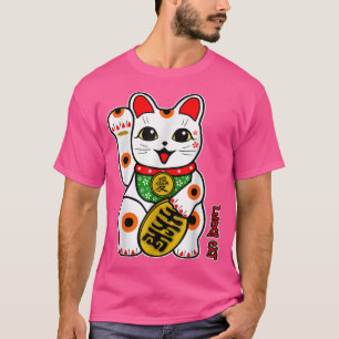 Cute Lycklig Calico White Lucky Cat Maneki-Neko Ri T Shirt