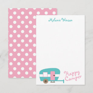 Cute Lycklig Camper Personlig Note Card Tack Kort