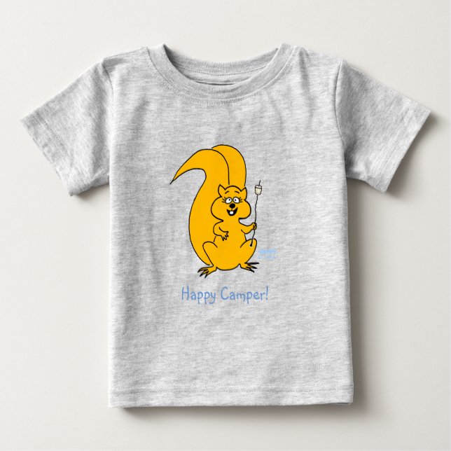 Cute Lycklig Camper Squirrel Summer Baby T-Shirt (Framsida)