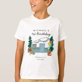 Cute Lycklig Camper Van Träd Camping 1:a födelseda T Shirt