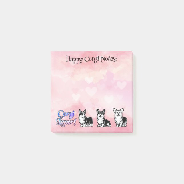 Cute Lycklig Cardigan Welch Corgi Post-it Block (Framsida)