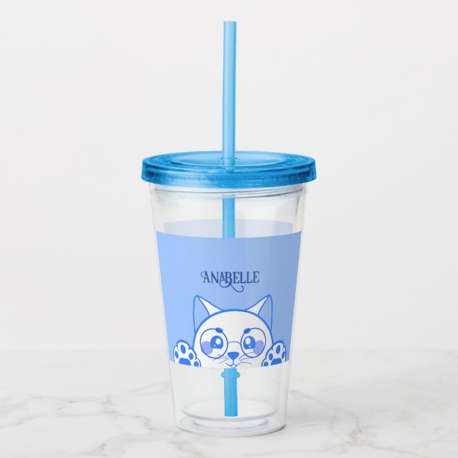 Cute Lycklig, Cat, med runda glas (Framsida)