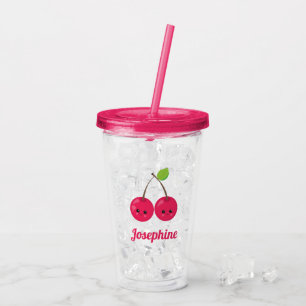 Cute Lycklig Cherries Monogram Take Away Mugg