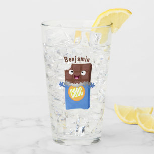Cute lycklig chokladkandy pub tecknade figurer glaskopp