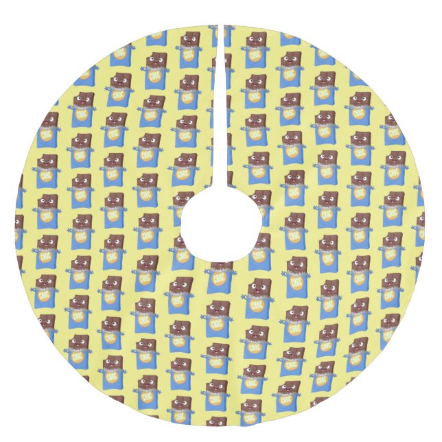 Cute lycklig chokladkandy pub tecknade figurer julgransmatta borstad polyester (Framsidan)