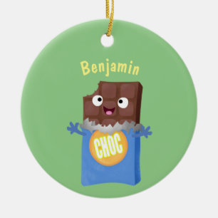 Cute lycklig chokladkandy pub tecknade figurer julgransprydnad keramik