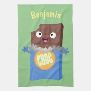 Cute lycklig chokladkandy pub tecknade figurer kökshandduk