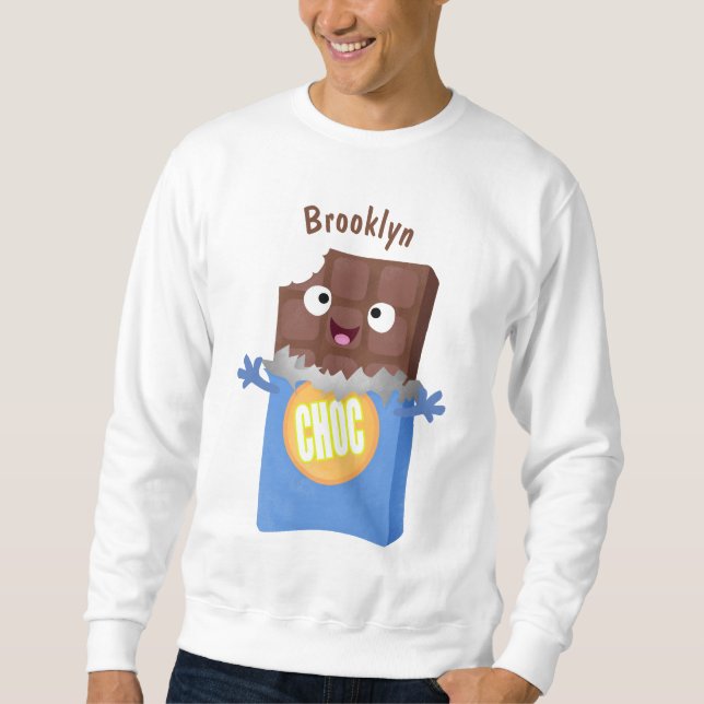 Cute lycklig chokladkandy pub tecknade figurer lång ärmad tröja (Framsida)