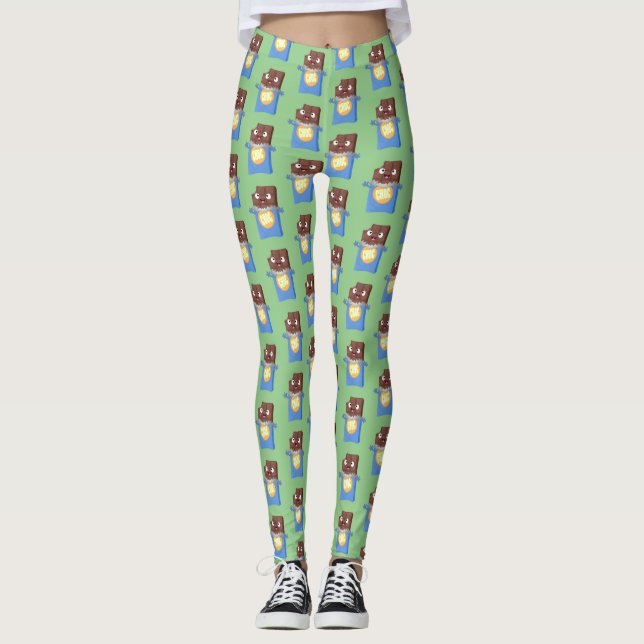 Cute lycklig chokladkandy pub tecknade figurer leggings (Framsida)