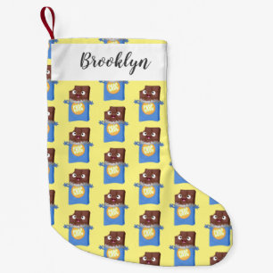 Cute lycklig chokladkandy pub tecknade figurer liten julstrumpa