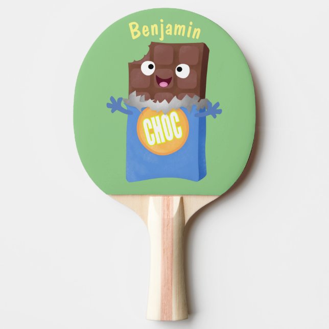 Cute lycklig chokladkandy pub tecknade figurer pingisracket (Framsidan)