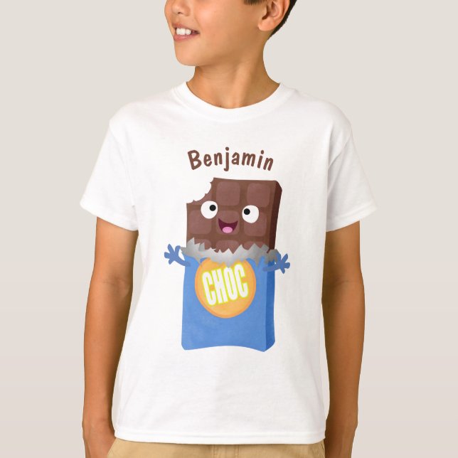 Cute lycklig chokladkandy pub tecknade figurer t shirt (Framsida)
