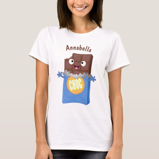 Cute lycklig chokladkandy pub tecknade figurer t shirt (Framsida)