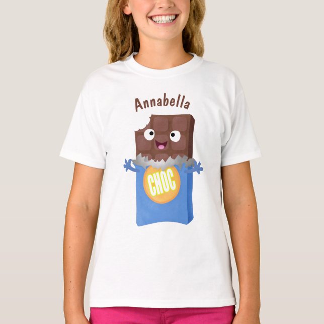 Cute lycklig chokladkandy pub tecknade figurer t shirt (Framsida)