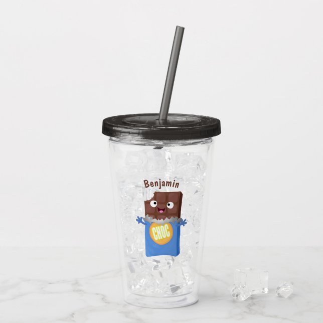 Cute lycklig chokladkandy pub tecknade figurer take away mugg (Baksida Ice)