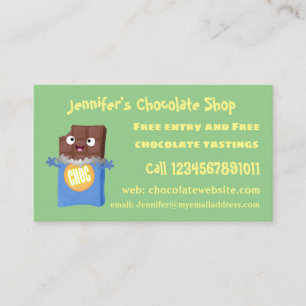 Cute lycklig chokladkandy pub tecknade figurer visitkort
