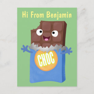 Cute lycklig chokladkandy pub tecknade figurer vykort