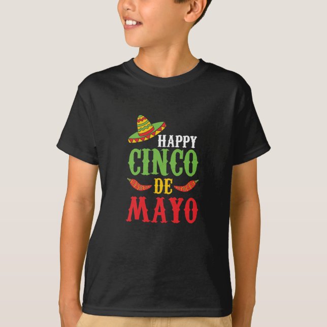 Cute Lycklig Cinco De Mayo T Shirt (Framsida)