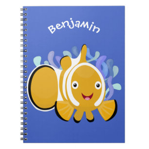 Cute lycklig clownfish anenome tecknad anteckningsbok