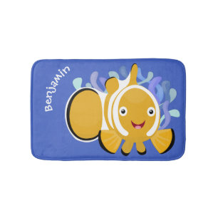 Cute lycklig clownfish anenome tecknad badrumsmatta