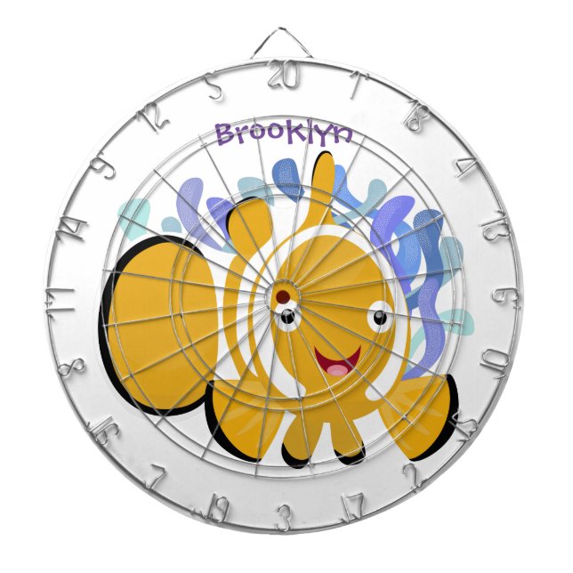 Cute lycklig clownfish anenome tecknad darttavla (Framsidan)