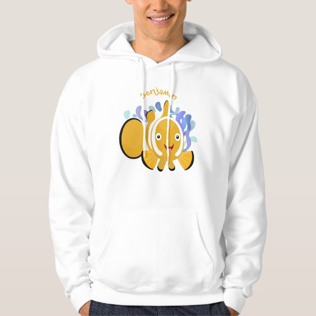 Cute lycklig clownfish anenome tecknad hoodie (Framsida)