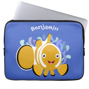 Cute lycklig clownfish anenome tecknad laptop fodral