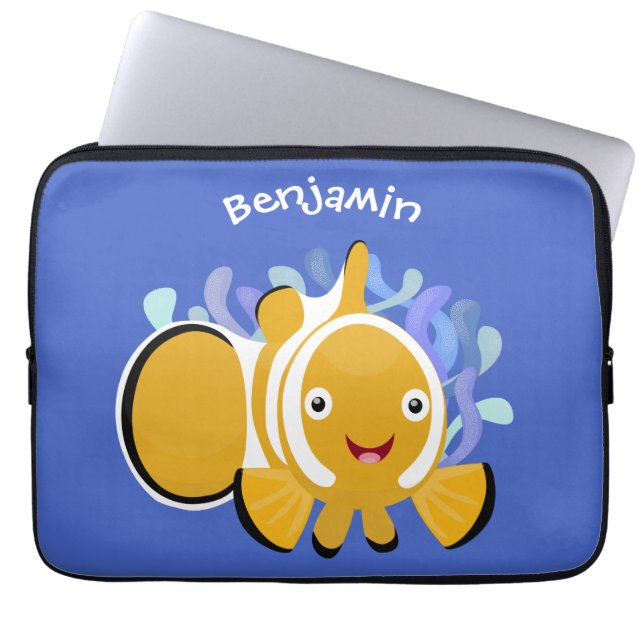 Cute lycklig clownfish anenome tecknad laptop fodral (Framsidan)