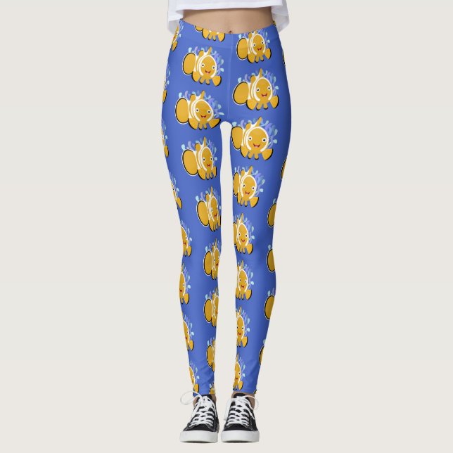 Cute lycklig clownfish anenome tecknad leggings (Framsida)