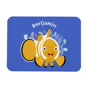 Cute lycklig clownfish anenome tecknad magnet