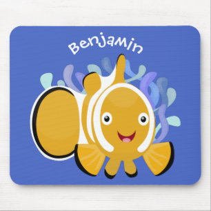 Cute lycklig clownfish anenome tecknad musmatta