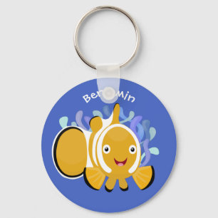 Cute lycklig clownfish anenome tecknad nyckelring