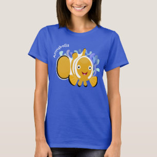 Cute lycklig clownfish anenome tecknad t shirt