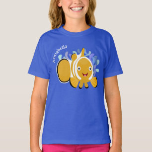 Cute lycklig clownfish anenome tecknad t shirt