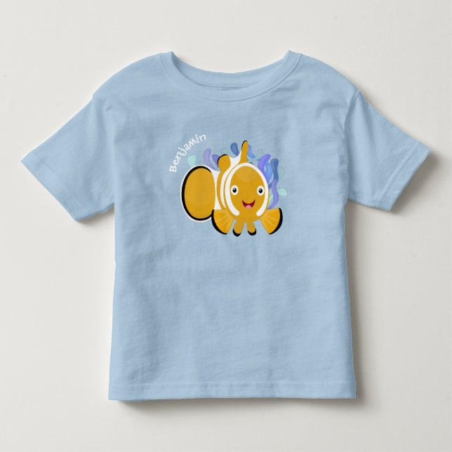 Cute lycklig clownfish anenome tecknad t shirt (Framsida)