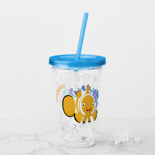 Cute lycklig clownfish anenome tecknad take away mugg