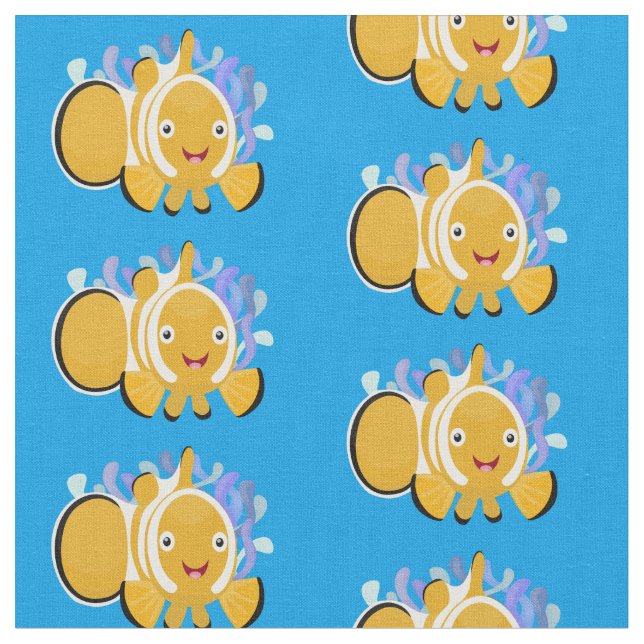 Cute lycklig clownfish anenome tecknad tyg (Närbild)