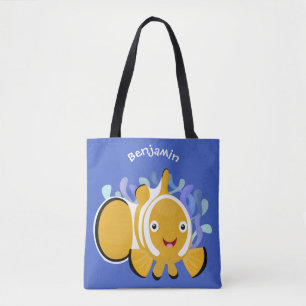 Cute lycklig clownfish anenome tecknad tygkasse