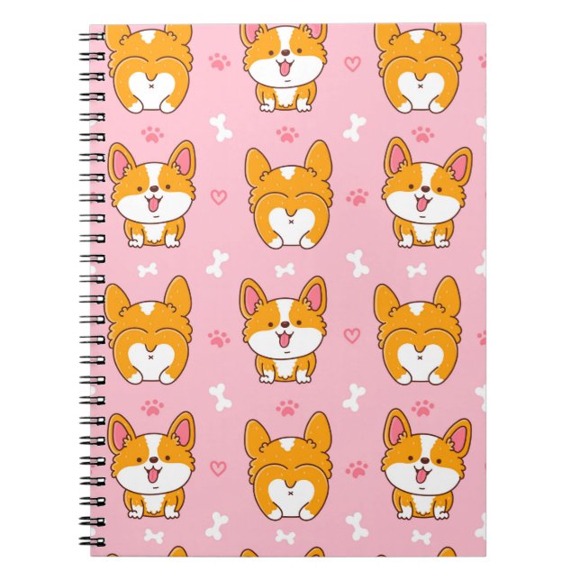 Cute lycklig corgi hund sömlös mönster anteckningsbok (Framsidan)