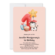 Cute Lycklig Cow 1:a födelsedagen