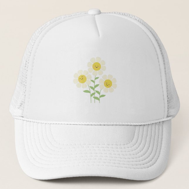 Cute Lycklig Daisy Flowers Keps (Framsida)