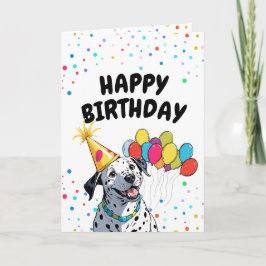 Cute Lycklig Dalmatian Hund och ballonger Birthday Kort