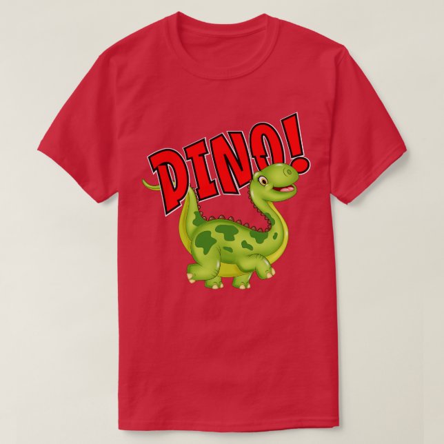 Cute Lycklig Dinosaur Grönt Dino T Shirt (Design framsida)