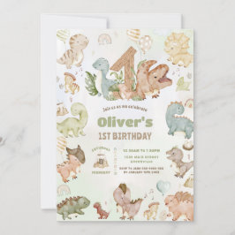 Cute Lycklig Dinosaurs första födelsedag Inbjudningar