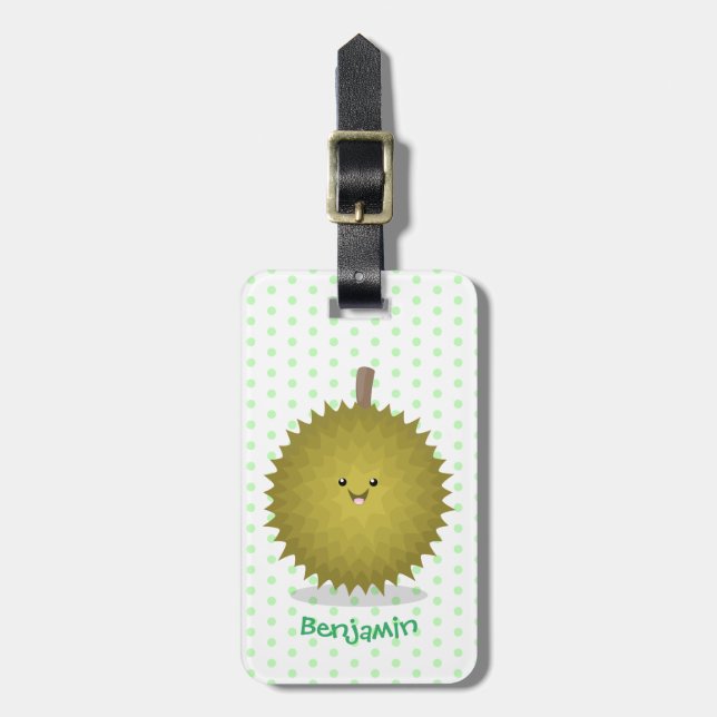 Cute lycklig durias tecknad illustration bagagebricka (Vertikal Framsida)