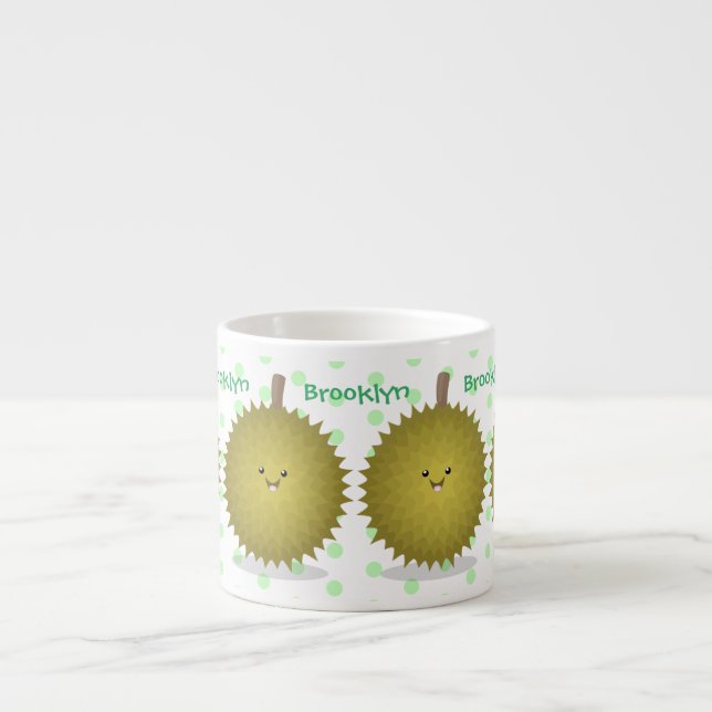 Cute lycklig durias tecknad illustration espressomugg (Framsidan)