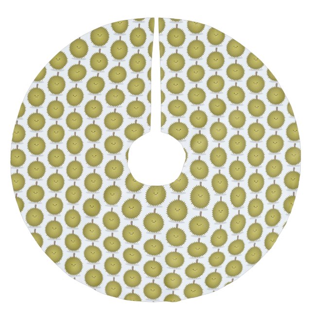 Cute lycklig durias tecknad illustration julgransmatta borstad polyester (Framsidan)