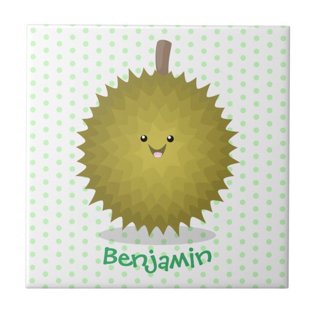 Cute lycklig durias tecknad illustration kakelplatta (Framsidan)